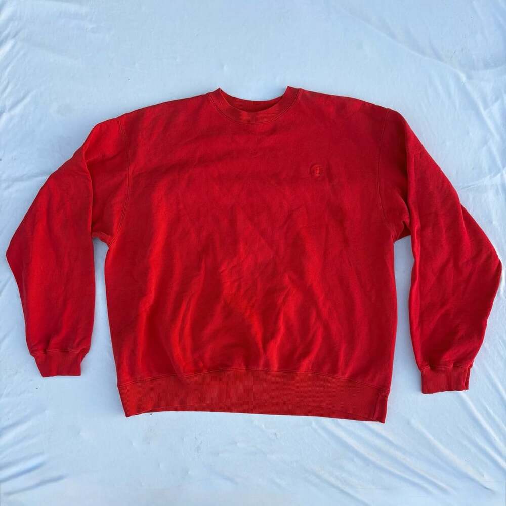 Champion Eco Authentic Red Crewneck Sweatshirt Mens 2XL Blank Fleece Pullover